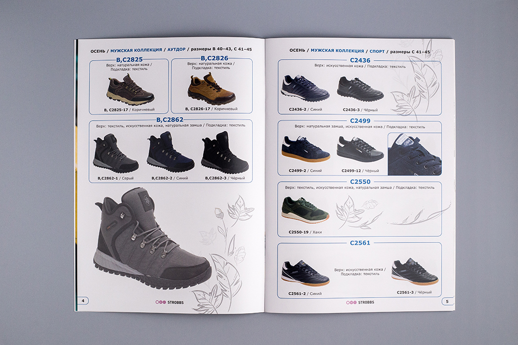 Дизайн и верстка разворота каталога обуви